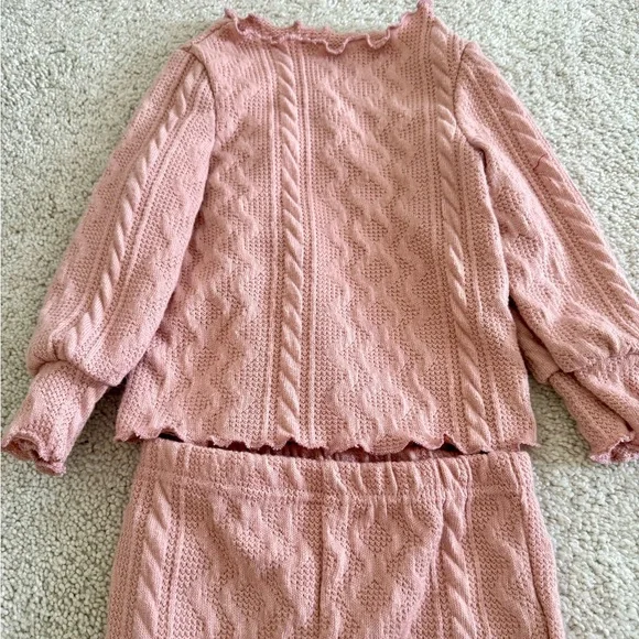 Pink Knit Two-Piece Set - Cable Texture - Picture 6 of 7